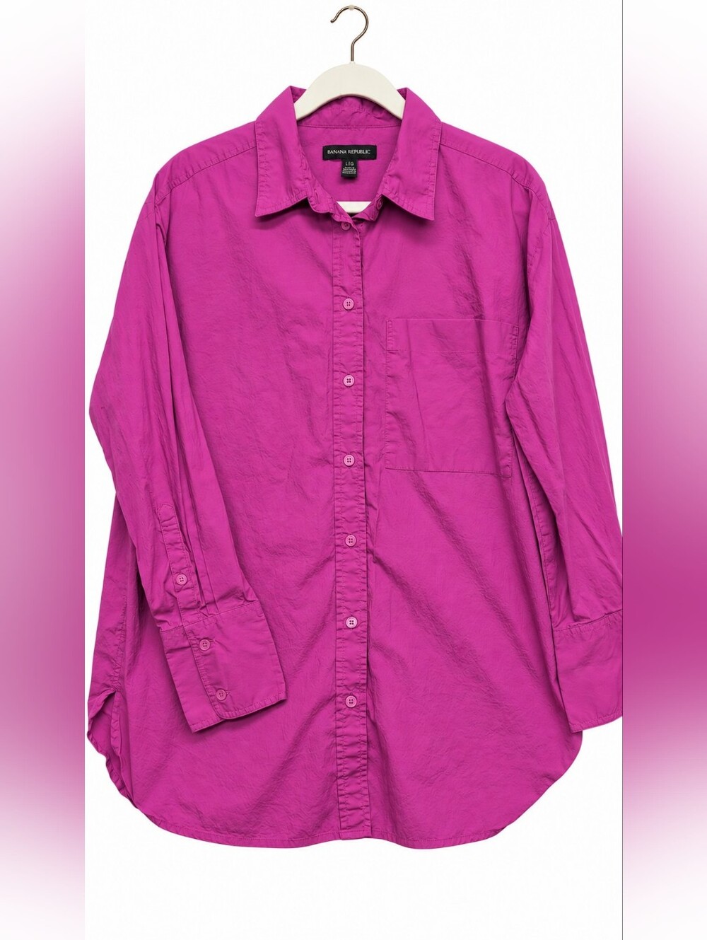 Banana Republic Long-Sleeve Button-Up Shirt in Magenta